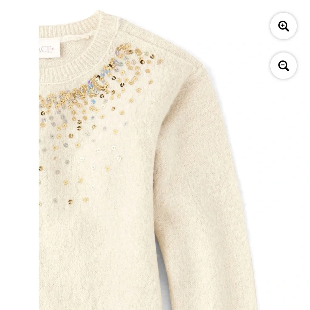 The Children’s Place Girls Cream Sequin Sweater Dress Size L (10-12) NWT